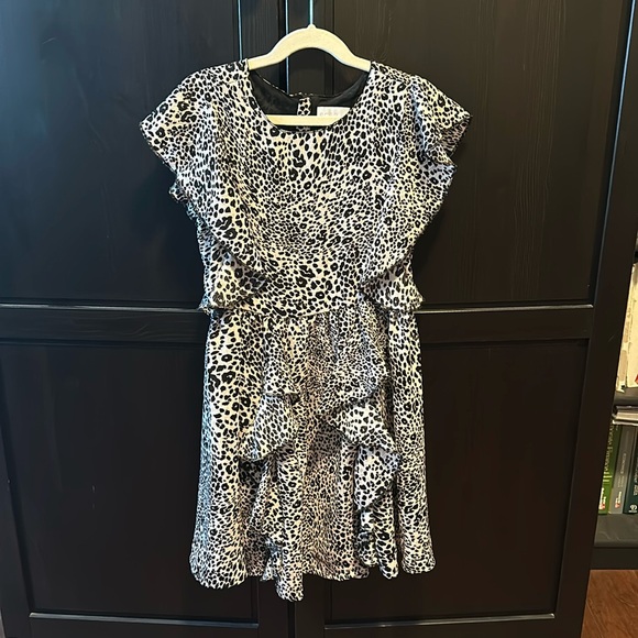 BCBG Leopard Print Ruffled Dress Size 10 - Picture 2 of 6